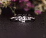 0.25ct Round Cut Moissanite Minimalist Engagement Ring 14k White Gold Plated
