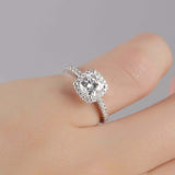 2ct Cushion Cut Diamond Engagement Ring Round Accents Halo 14k White Gold Finish