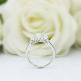 2ct Round Cut Diamond Solitaire with Accents Trilogy Ring 14k White Gold Finish