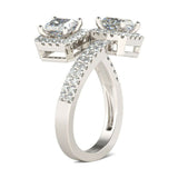 3Ct Princess Cut Diamond Halo Bypass Engagement Ring Women 14K White Gold Finish