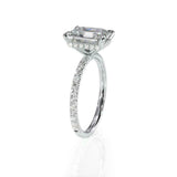 2.3ct Emerald Diamond Engagement Ring Solitaire with Accents 14k White Gold Over