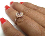 1.9ct Engagement Ring Cushion Cut Morganite Milgrain Floral 14k Rose Gold Finish
