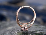 1.2Ct Oval Cut Peach Morganite Swirl Style Engagement Ring 14K Rose Gold Finish