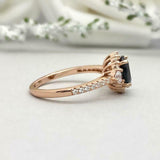 1.5ct Engagement Ring Oval Cut Diamond Halo Trilogy Design 14k Rose Gold Finish