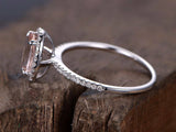 1ct Oval Cut Champagne Morganite Solitaire Engagement Ring 14k White Gold Finish