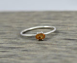 0.5ct Engagement Ring Oval Cut Yellow Citrine Minimalist 14k White Gold Finish