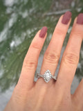1.9ct Marquise Cut Diamond Split Band Halo Engagement Ring 14k White Gold Finish