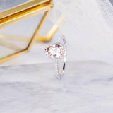 1ct Pear Cut Champagne Morganite Solitaire Engagement Ring 14k White Gold Finish