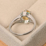 2.3ct Engagement Ring Round Cut Yellow Citrine Split Shank 14k White Gold Finish