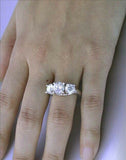 3Ct Round Cut VVS1 Diamond Classic Engagement Trilogy Ring 14K White Gold Finish