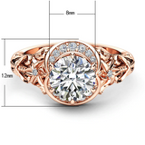 2ct Round Cut Diamond Engagement Ring 18k Rose Gold Finish Halo Antique Vintage