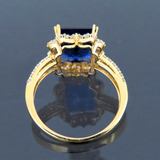 2ct Radiant Cut Blue Sapphire Engagement Ring 14k Yellow Gold Finish Solitaire