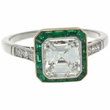 6ct Asscher Diamond Emerald Vintage Art Deco Engagement Ring 14K Dual Gold Over