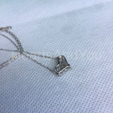 1ct Round Cut Moissanite Cluster Love Pendant Chain 14k White Gold Plated