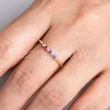 0.5ct Round Cut Simulated Ruby Minimalist Engagement Ring 14K Yellow Gold Plated