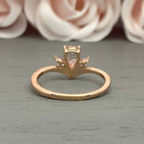 1ct Engagement Ring Pear Peach Morganite Curved Stackable 14k Yellow Gold Finish