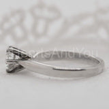 0.5ct Round Cut Moissanite 6 Prong Peg Head Setting Ring 14k White Gold Plated