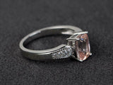 2.2ct Cushion Cut Morganite Diamond Accent Solitaire Ring 14k White Gold Finish