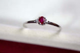 0.2ct Engagement Ring Oval Cut Pink Ruby Dainty Minimalist 14k White Gold Finish