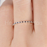 0.3ct Round Cut Simulated Sapphire Minimalist Wedding Band 14k White Gold Plated