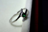 0.15ct Engagement Ring Round Cut Green Emerald Bypass 14k White Gold Finish