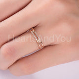 0.12ct Round Cut Moissanite Anniversary Women Wedding Band 14k Rose Gold Plated