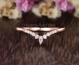0.5ct Marquise Simulated Diamond Dainty Curved Wedding Band 14k Rose Gold Plated