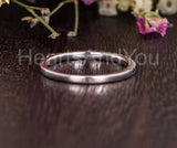 0.3ct Round Cut Simulated Sapphire Minimalist Wedding Band 14k White Gold Plated