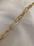 4ct Round Moissanite Pave Paperclip Link Chain Bracelet 14k Yellow Gold Plated