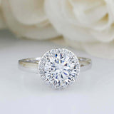 2.5ct Round Cut VVS1D Diamond Engagement Ring Halo Solitaire 14k White Gold Over