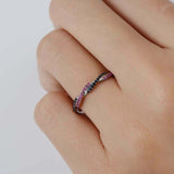 1ct Round Cut Sapphire Pink Ruby Engagement Ring Infinity 14k White Gold Finish