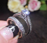 3ct Round Cut Diamond Engagement Ring 14k White Gold Finish Bridal Set Women