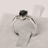 1.6ct Pear Cut Black Diamond Engagement Ring Milgrain Trilogy 14k WhiteGold Over