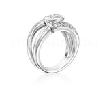 2.2ct Oval Simulated Diamond Split Shank Engagement Ring 14k White Gold Plated