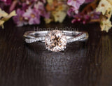 1ct Round Cut Simulated Morganite Infinity Engagement Ring 14k White Gold Plated