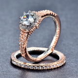 2ct Round Cut Diamond Engagement Ring 14k Dual Tone Finish Milgrain Bridal Set