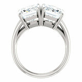 6Ct Emerald Cut Diamond Two Stone Solitaire Engagement Ring 14K White Gold Over