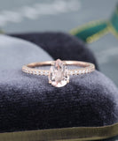 1ct Pear Cut Simulated Morganite Minimalist Engagement Ring 14k Rose Gold Plated