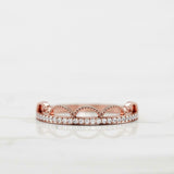 Milgrain Dainty Crown Wedding Band 0.3ct Round Cut Diamond 14k Rose Gold Finish
