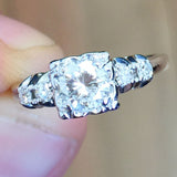 Accents Solitaire Engagement Ring 2ct Round Cut Diamond 14k White Gold Finish