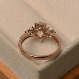 2ct Engagement Ring Pear Cut Morganite Round Accents Trilogy 14k Rose Gold Over