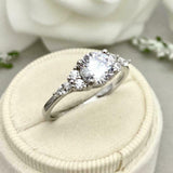 1.4ct Engagement Ring Round Cut Diamond Solitaire Petite 14k White Gold Finish