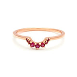 0.2ct Round Cut Pink Ruby Wedding Band 14k Rose Gold Over Stackable Curved Crown