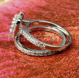 2.2ct Round Moissanite Halo Ring Half Eternity Bridal Set 14K White Gold Plated