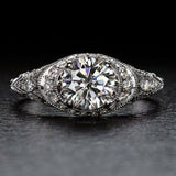 3Ct Round Cut VVS1 Diamond Vintage Design Engagement Ring 14K White Gold Finish