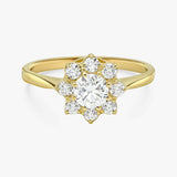2ct Engagement Ring Round Cut Diamond Halo Floral Promise 14k Yellow Gold Finish