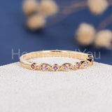 0.3ct Round Cut Simulated Amethyst Half Eternity Wed Band 14k Yellow Gold Plated