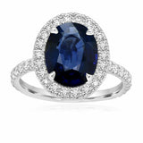 2.1ct Oval Cut Blue Sapphire Engagement Ring Halo Solitaire 14k WhiteGold Finish