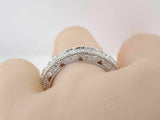 2.5ct Round Cut Diamond Half Eternity Milgrain Wedding Ring 14k White Gold Over