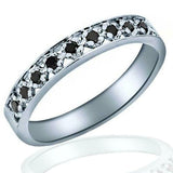 2ct Round Cut Black Diamond Vintage Inspired Stackable Band 14k WhiteGold Finish